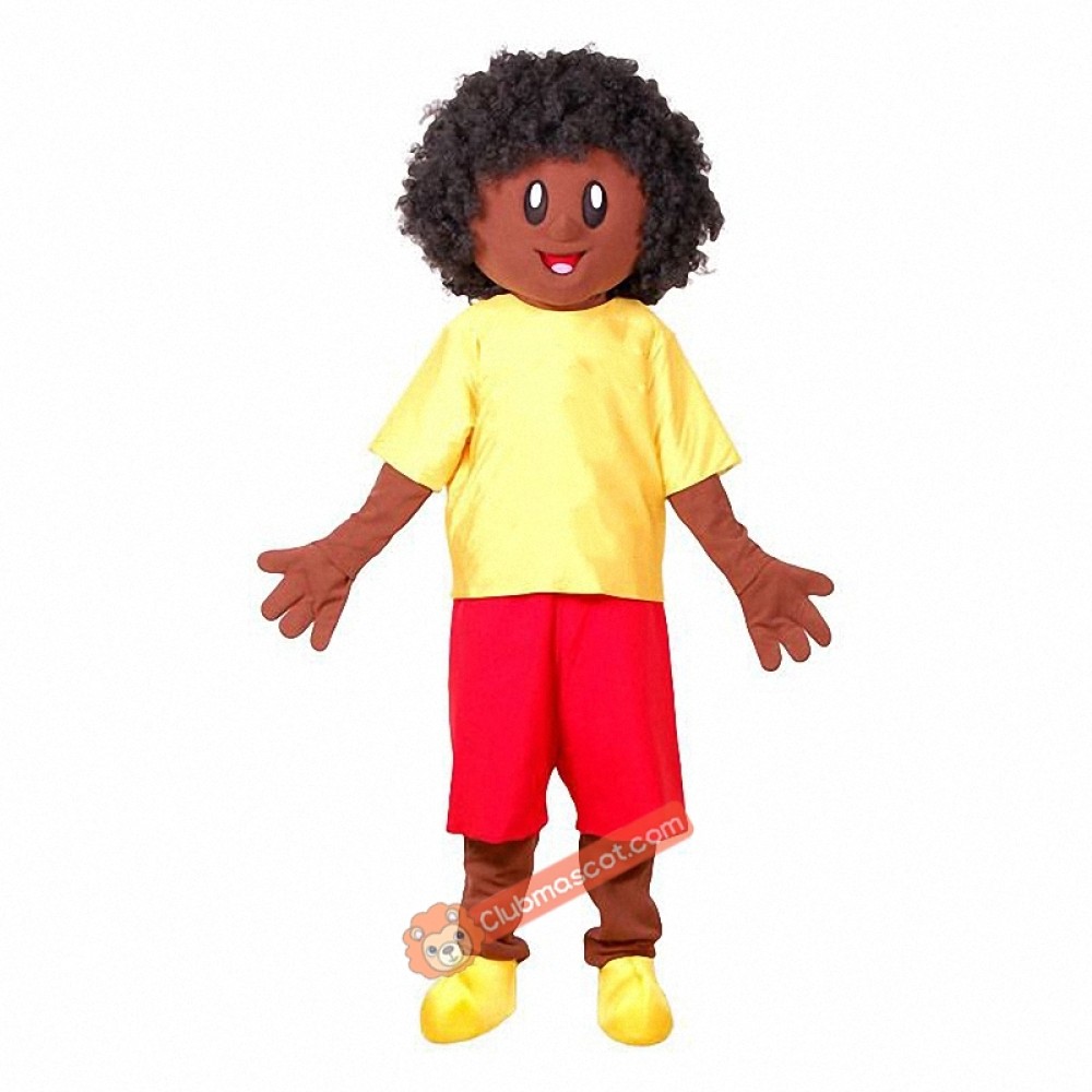 Afro Boy Mascot Costume, Afro Boy Costume