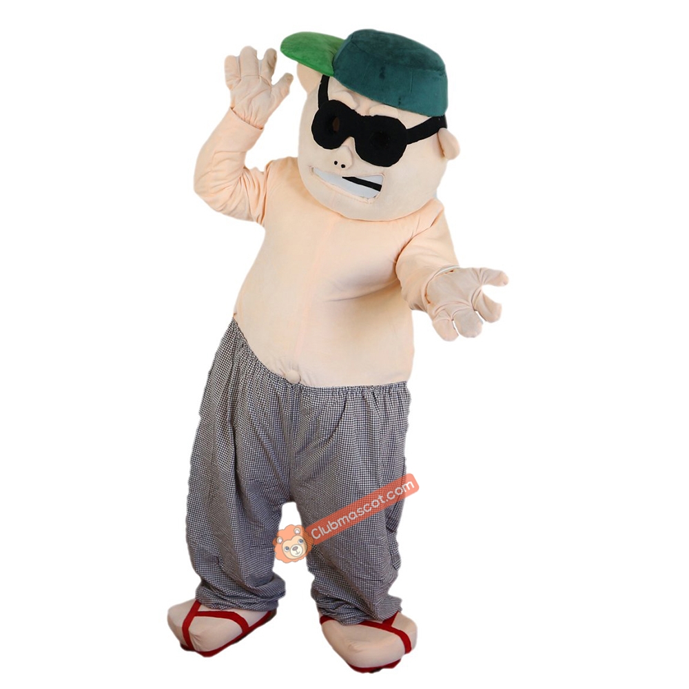 Bad Guy Man Wearing Glasses Cartoon Mascot Costume, Bad Guy Man Wearing Glasses Cartoon Costume