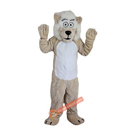 Beige Lion Beard Moustache Mascot Costume, Beige Lion Beard Moustache Costume