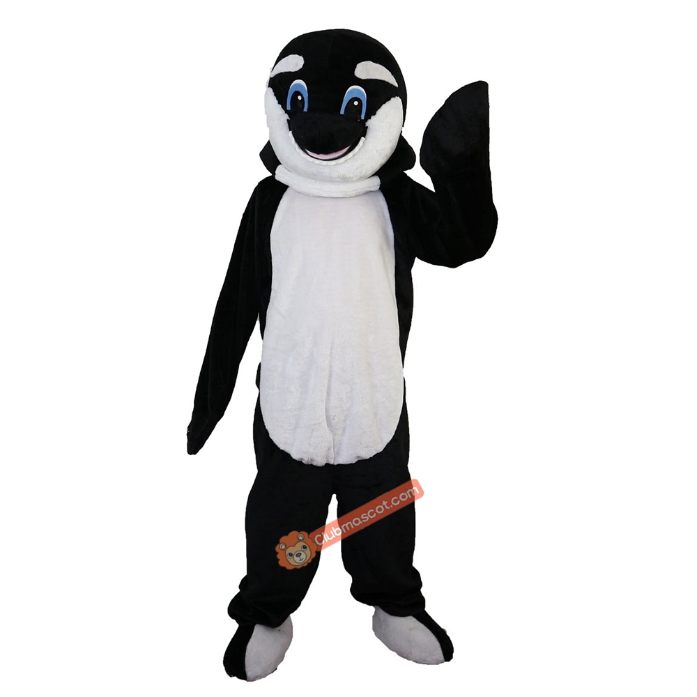 Black Dolphin Cartoon Mascot Costume, Black Dolphin Cartoon Costume