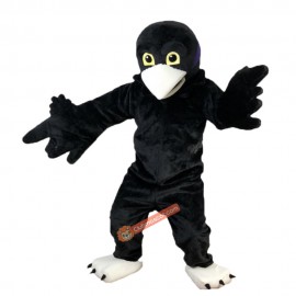 Black Short-Haired Eagle Cartoon Mascot Costume, Black Short-Haired Eagle Cartoon Costume