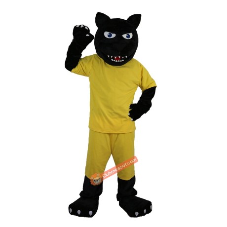 Black Sport Leopard Panther Cartoon Mascot Costume, Black Sport Leopard Panther Cartoon Costume