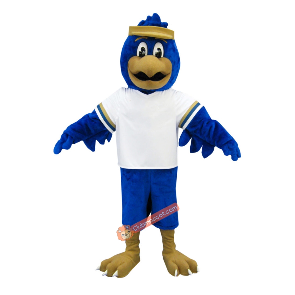 Blue Friendly Falcon Mascot Costume, Blue Friendly Falcon Costume