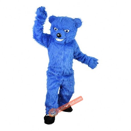 Blue Long Hairy Bear Mascot Costume, Blue Long Hairy Bear Costume