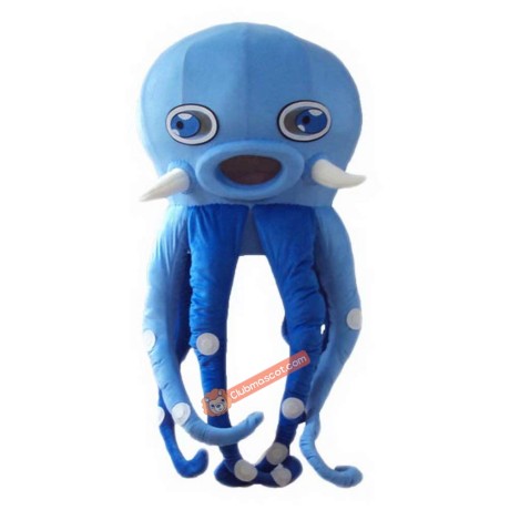 Blue Octopus Cartoon Mascot Costume, Blue Octopus Cartoon Costume