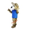 Blue Vest Wild Cat Cartoon Mascot Costume, Blue Vest Wild Cat Cartoon Costume