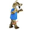 Blue Vest Wild Cat Cartoon Mascot Costume, Blue Vest Wild Cat Cartoon Costume