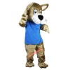 Blue Vest Wild Cat Cartoon Mascot Costume, Blue Vest Wild Cat Cartoon Costume