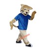 Blue Vest Wild Cat Leopard Cartoon Mascot Costume, Blue Vest Wild Cat Leopard Cartoon Costume