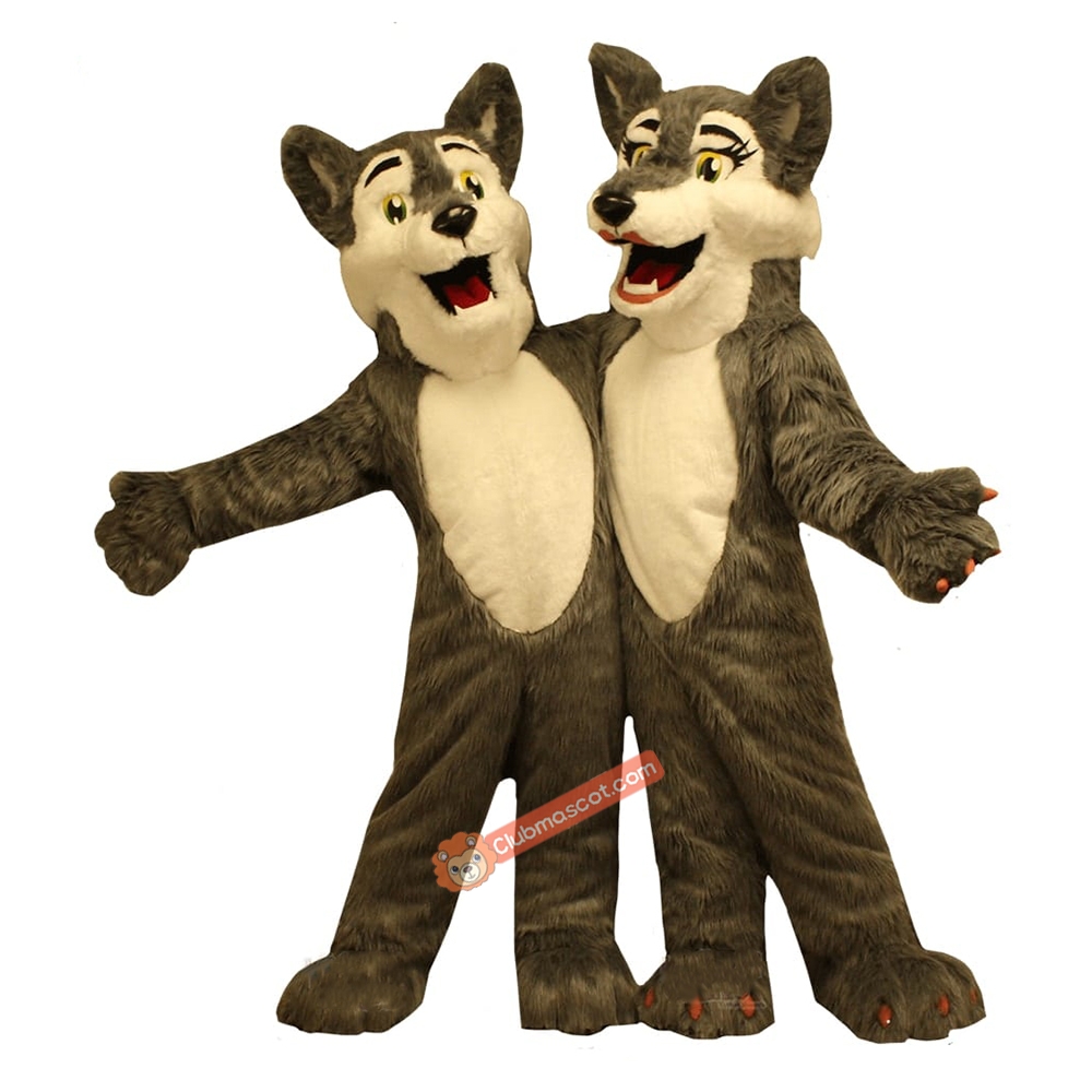 Boy And Girl Wolf Mascot Costume (One Of Them), Boy And Girl Wolf Costume (One Of Them)