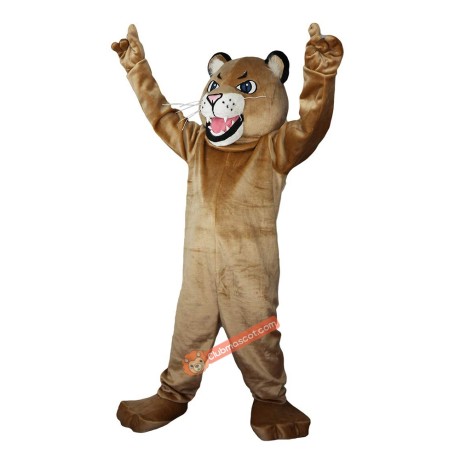 Brown Leopard Panther Cartoon Mascot Costume, Brown Leopard Panther Cartoon Costume