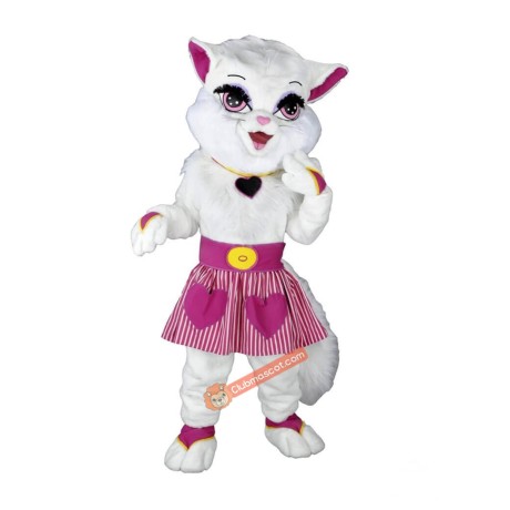 Cat White Mascot Costume, Cat White Costume