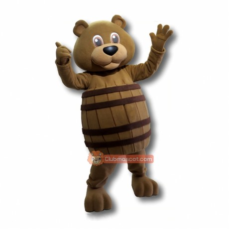 Cute Barrel Bear Mascot Costume