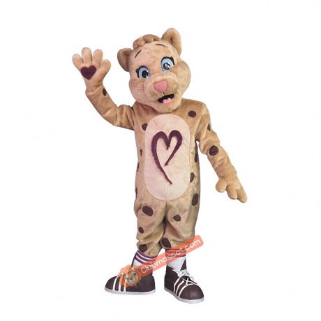 College Charming Leopard Mascot Costume, College Charming Leopard Costume