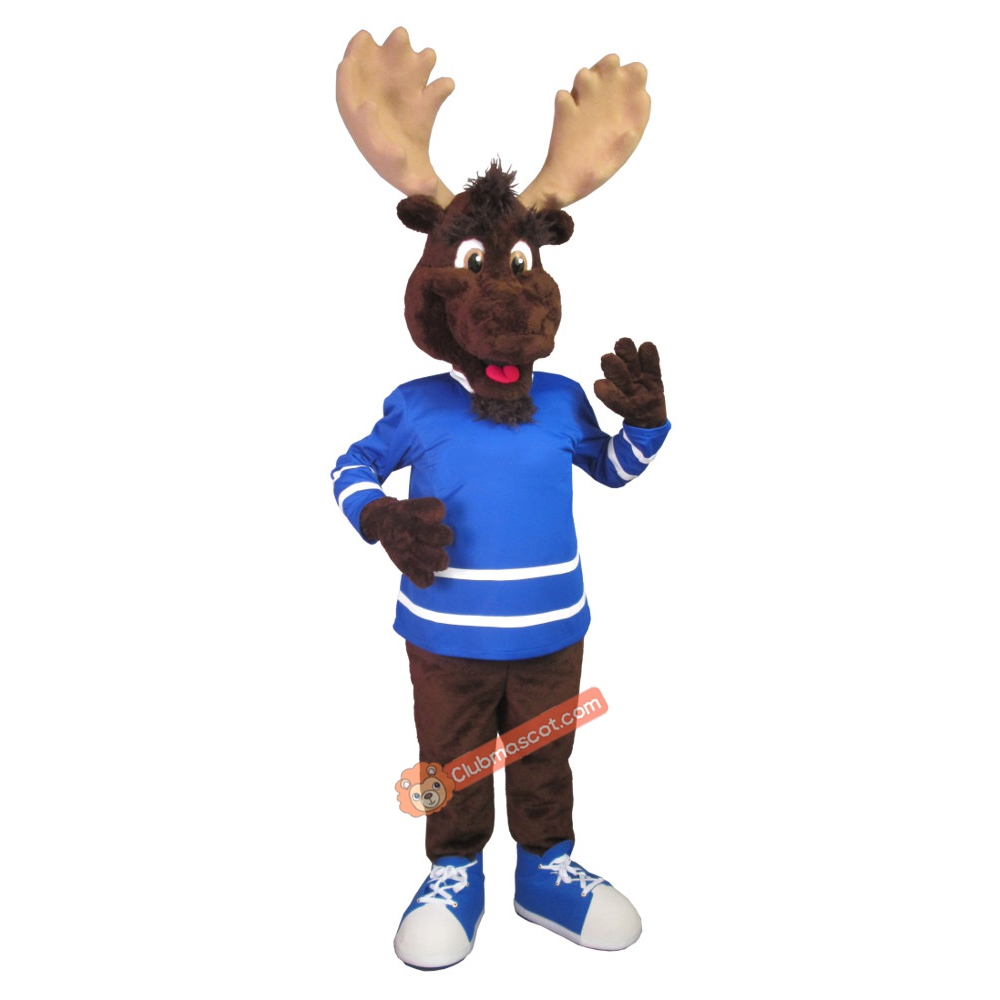 Cute Friendly College Moose Mascot Costume, Cute Friendly College Moose Costume