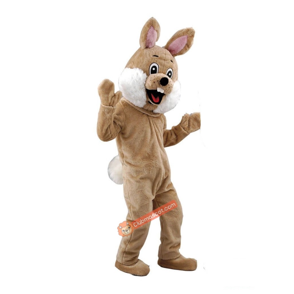 Cute Happy Brown Rabbit Mascot Costume, Cute Happy Brown Rabbit Costume