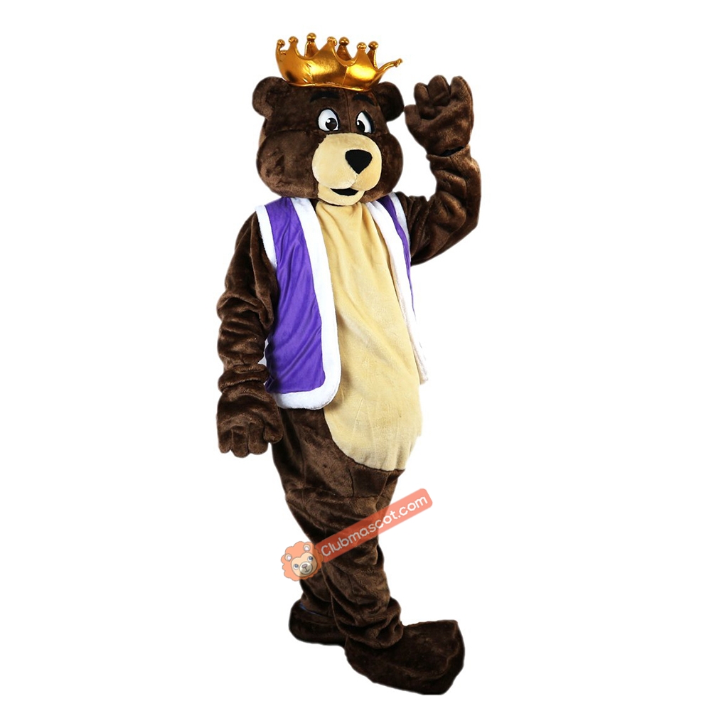 Dark Brown King Bear Mascot Costume, Dark Brown King Bear Costume