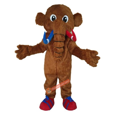 Elephant Brown Mammoth Mascot Costume, Elephant Brown Mammoth Costume