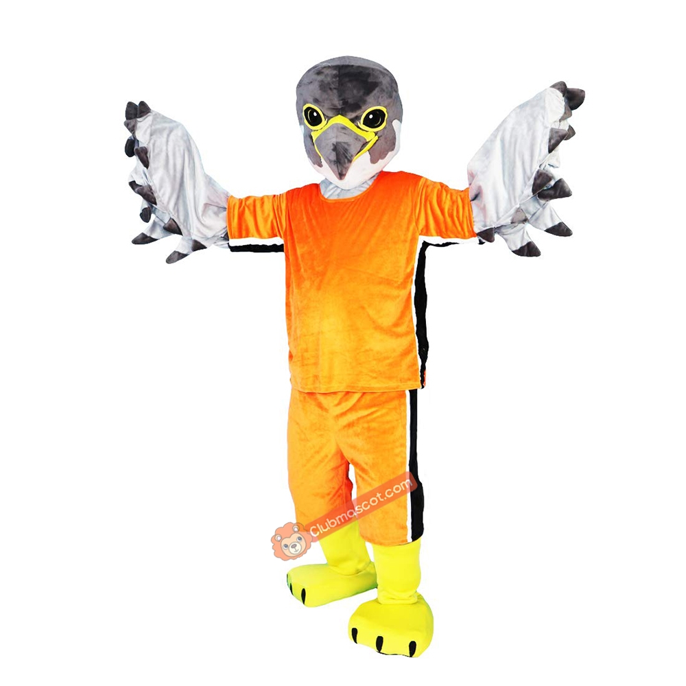 Gery Eagle Hawk Falcon Cartoon Mascot Costume, Gery Eagle Hawk Falcon Cartoon Costume