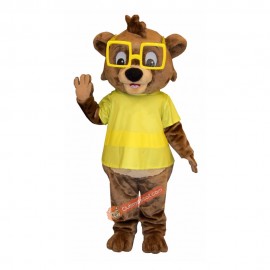 Glasses Child Bear Mascot Costume, Glasses Child Bear Costume