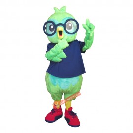 Glasses Cute Bird Mascot Costume, Glasses Cute Bird Costume