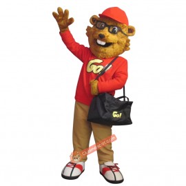 Glasses Gopher Mascot Costume, Glasses Gopher Costume