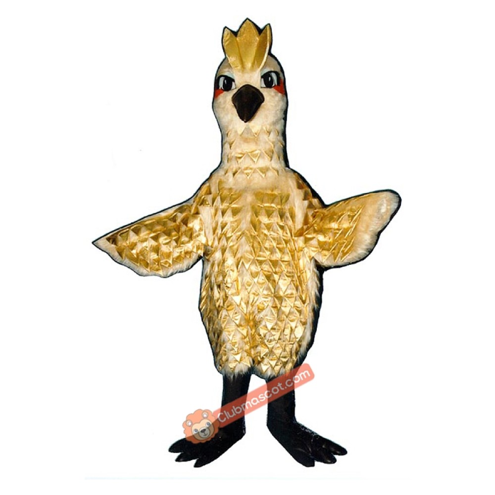 Golden Phoenix Gold Lame Feathers Mascot Costume, Golden Phoenix Gold Lame Feathers Costume