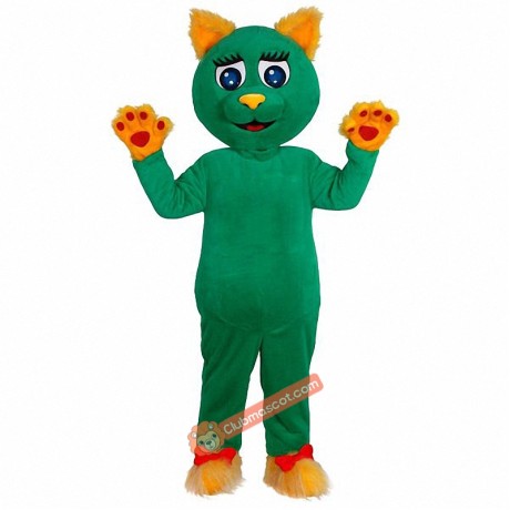 Green Cat Mascot Costume, Green Cat Costume