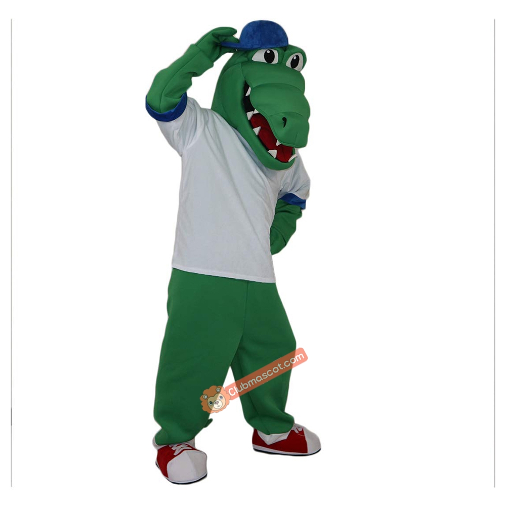 Green Crocodile Alligator Crocodilian Cayman Caiman Cartoon Mascot Costume, Green Crocodile Alligator Crocodilian Cayman Caiman Cartoon Costume