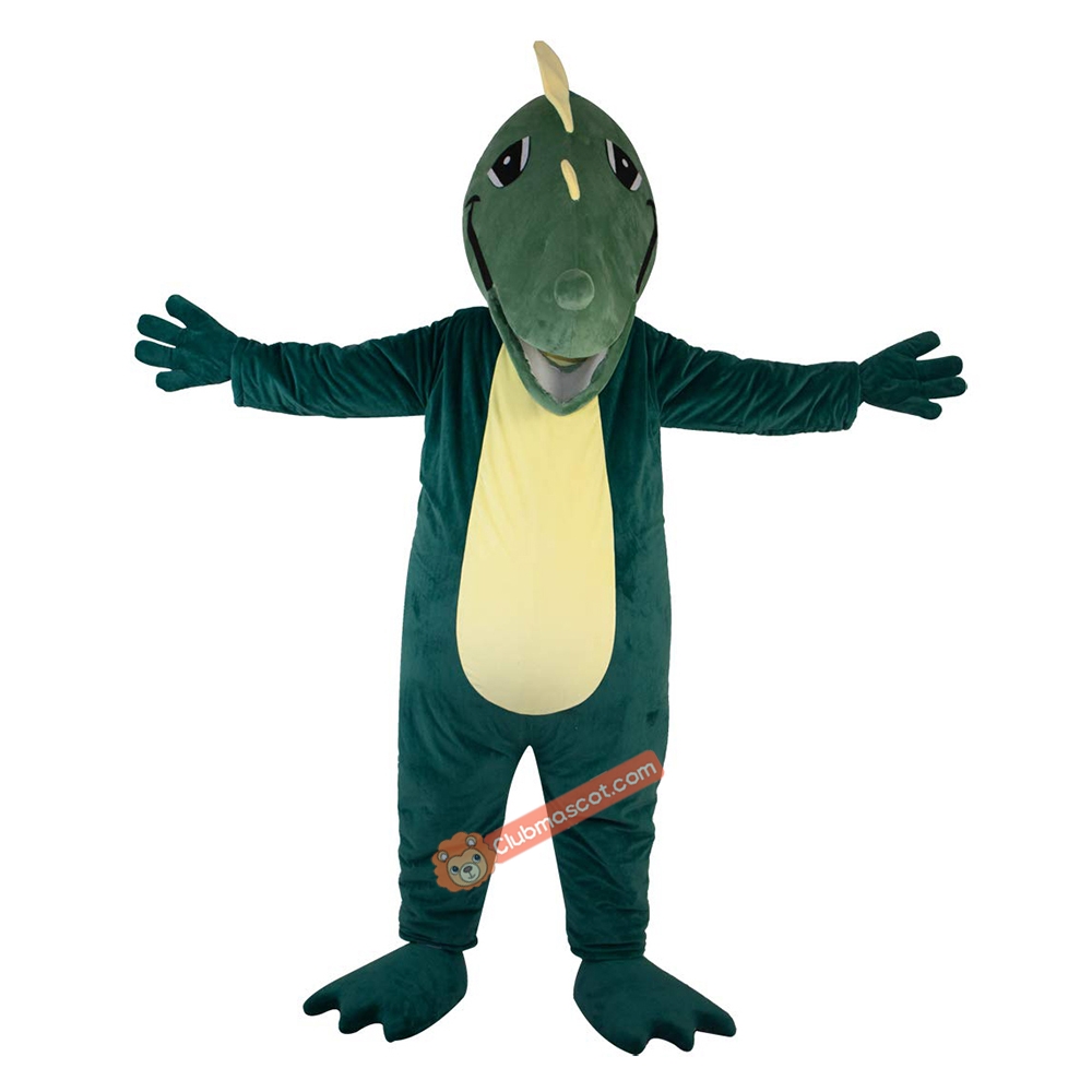 Green Dinosaur Dragon Crocodilian Cartoon Mascot Costume, Green Dinosaur Dragon Crocodilian Cartoon Costume