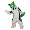 Green Fox Dog Husky Cartoon Mascot Costume, Green Fox Dog Husky Cartoon Costume