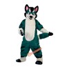 Green Fox Dog Husky Cartoon Mascot Costume, Green Fox Dog Husky Cartoon Costume