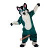 Green Fox Dog Husky Cartoon Mascot Costume, Green Fox Dog Husky Cartoon Costume