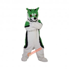 Green Fox Dog Husky Cartoon Mascot Costume, Green Fox Dog Husky Cartoon Costume