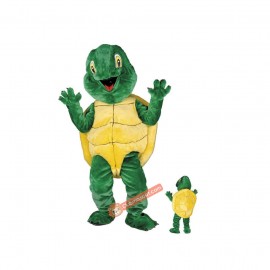 Green Happy Turtle Mascot Costume, Green Happy Turtle Costume