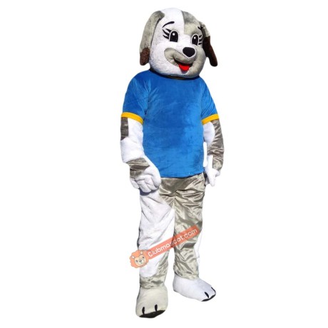 Grey Dog Cartoon Mascot Costume, Grey Dog Cartoon Costume