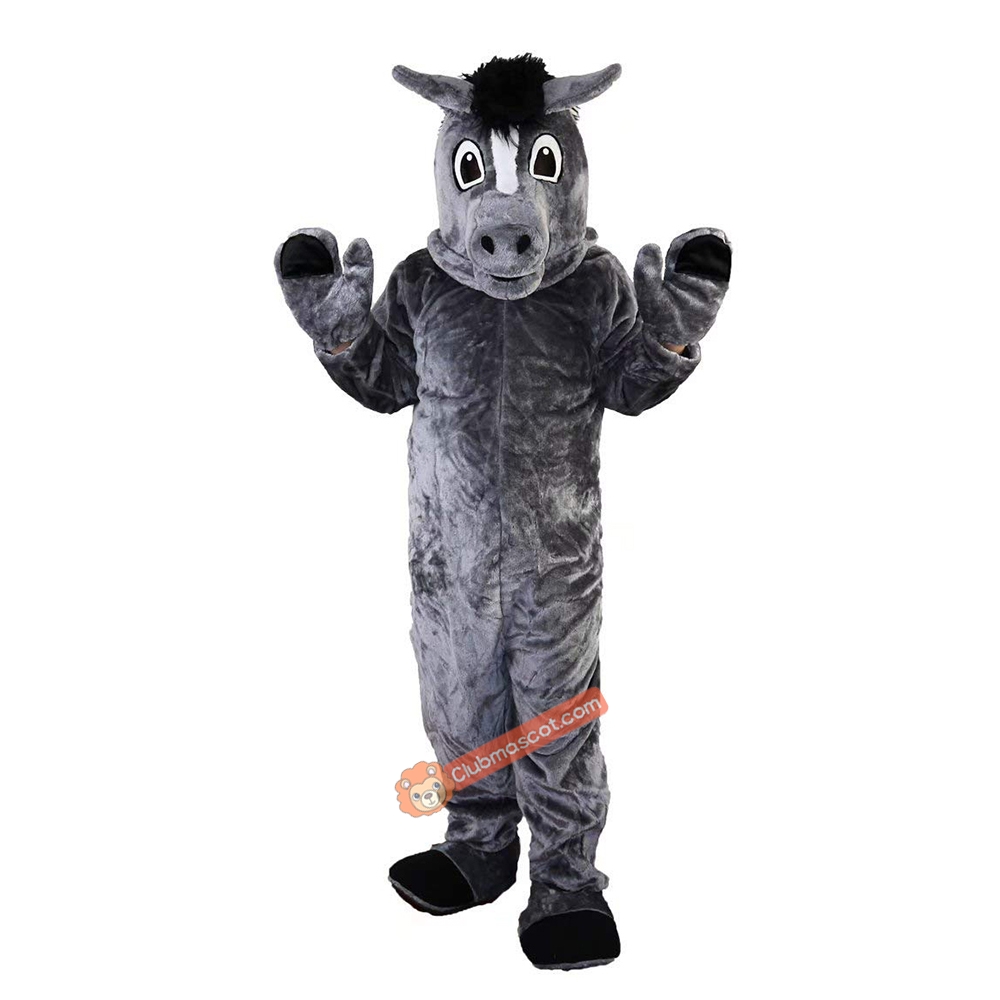 Grey Horse Cartoon Mascot Costume, Grey Horse Cartoon Costume