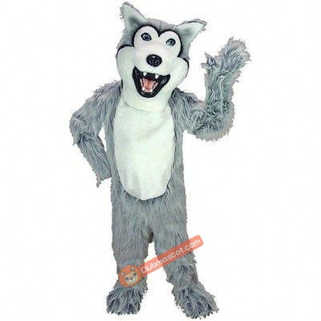 Grey Husky Dog Mascot Costume, Grey Husky Dog Costume