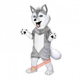 Grey Power Husky Mascot Costume, Grey Power Husky Costume