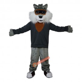 Grey Wildcat Stray Cat Hare Racoon Cartoon Mascot Costume, Grey Wildcat Stray Cat Hare Racoon Cartoon Costume