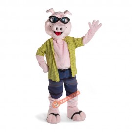 Handsome Swimming Pig Mascot Costume, Handsome Swimming Pig Costume