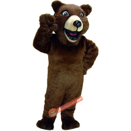 Happy Grizzly Bear Mascot Costume, Grizzly Bear Costume