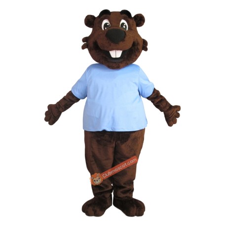 Happy Interesting Beaver Mascot Costume, Happy Interesting Beaver Costume