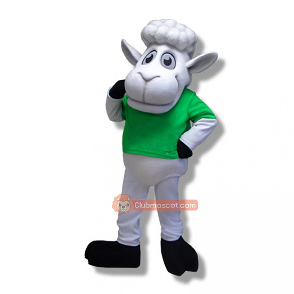 Cute White Sheep Mascot Costume