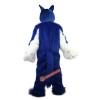 Long Hair Blue Wolf Cartoon Mascot Costume, Long Hair Blue Wolf Cartoon Costume