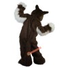 Long Hair Brown Wolf Cartoon Mascot Costume, Long Hair Brown Wolf Cartoon Costume