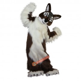 Long Hair Brown Wolf Cartoon Mascot Costume, Long Hair Brown Wolf Cartoon Costume