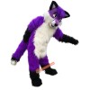 Long Hair Purple Wolf Fox Dog Cartoon Mascot Costume, Long Hair Purple Wolf Fox Dog Cartoon Costume