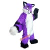 Long Hair Purple Wolf Fox Dog Cartoon Mascot Costume, Long Hair Purple Wolf Fox Dog Cartoon Costume