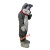 Long-Haired Grey Husky Wolf Mascot Costume, Long-Haired Grey Husky Wolf Costume